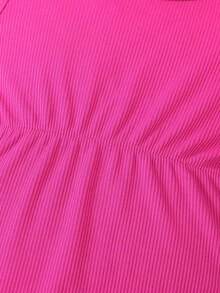 4件套女婴春夏款玫红色条纹连体衣，樱桃印花连体衣配同款发带 - 玫瑰紅 - 查看 7