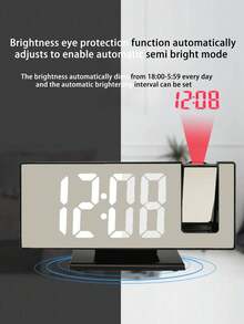 180 Degree Rotating Ceiling Projection Digital Clock, Tabletop Clock, Projection Clock, 12/24H Display, USB Powered, Adjustable Brightness, Easy Installation