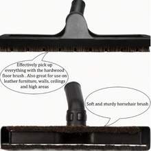 Universal Horsehair Floor Brush Head, 1 1/4 "32mm, Good Water Absorption, Suitable For Eureka, Royal, Dirt Devil, Rainbow Vacuum Cleaners, Including 32mm To 35mm Adapters, Plastic Material, Floor Accessories - Black - View 3