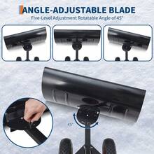 29 Inch Heavy-Duty Steel Push Snow Shovel With Wheels, Wide Adjustable Blade & 5 Height Settings, Ergonomic Snow Plow For Easy Driveway & Sidewalk Clearing - 29W X 14H - View 7