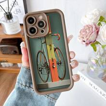 Cubierta de teléfono con borde protector color gris oscuro diseño de bicicleta vintage en colores naranja y verde para uso diario y estilo urbano - Burdeos - Ver 5