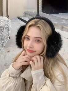 男女通用纯色耳罩 - 柔软毛绒耳罩，可爱韩式毛绒耳罩，可调节耳套，可折叠耳罩，舒适防寒冬季户外配件，柔软毛绒可折叠耳罩 - 男女通用舒适耳罩。 - 彩色 - 查看 8