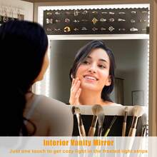 Joyero giratorio de 360° con luces LED, espejo de cuerpo entero con espacio para guardar joyas, organizador de joyas de pie con cajón inferior y estantes, con cerradura, regalo de Navidad, color blanco - Blanco - Ver 5