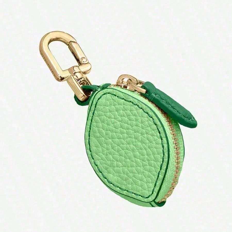 Mini Fruit Coin Purse Keychain – Strawberry Cherry Blueberry Shape, Cute Small Wallet, Bag Pendant, Girls' Accessories - Chanh xanh - Xem 1