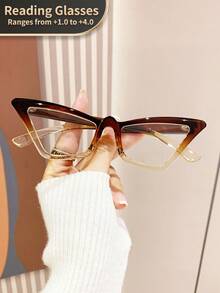 LiMiaoMiao 1pc Unisex Vintage Cat Eye Reading Glasses, Clear Transparent Computer Reading Magnifying Glasses +1.0 To +4.0 - Transparent - View 35