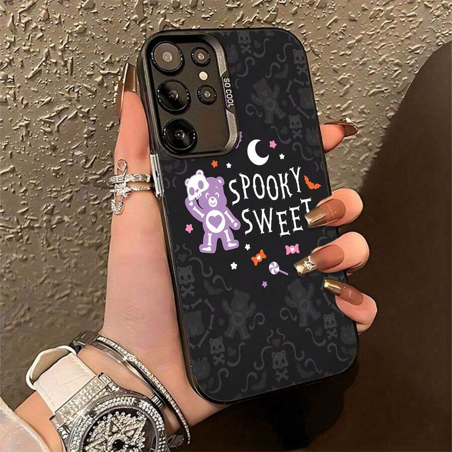 Estuche para teléfono con calavera de oso dulce espeluznante, compatible con 17 16 Pro Max 15 Pro Max 13 y 12, material TPU a prueba de caídas, regalo ideal para familiares, amigos y seres queridos en Halloween y Navidad para quienes aman el estilo spooky cute - Negro - Ver 1