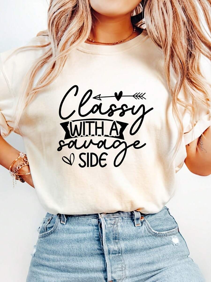 Camiseta elegante y salvaje, camiseta divertida para adolescentes, regalos divertidos para ella, camiseta genial para mujer, camiseta sarcástica, camiseta divertida - Blanco - Ver 1