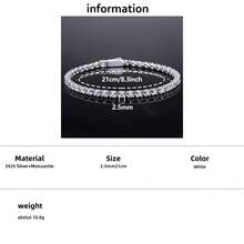 Ondia One 新款 2mm-5mm 100% 莫桑石网球手链 D 色 925 纯银镀白金钻石测试通过珠宝带有 GRA 证书适合女性的礼物。