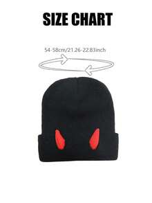 多功能多色犄角帽，可爱小恶魔犄角帽，嘻哈酷炫针织羊毛帽，秋冬季轻薄保暖帽，派对聚会情侣个性化帽子 - 彩色 - 查看 3