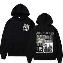 Vintage SuicideBoyds G59 Hoodie I Want To Die In New Orleans Fabric Street Fashion Hoodie Casual Street Roller Running Sweatshirt - 黑色 - 查看 1