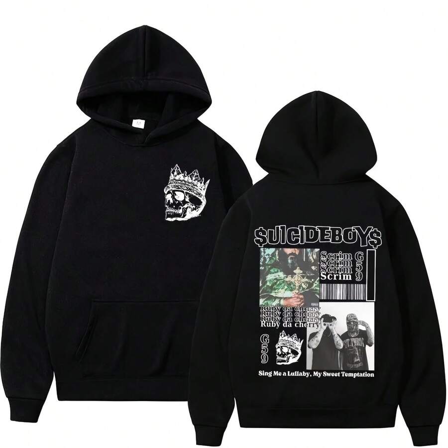 Vintage SuicideBoyds G59 Hoodie I Want To Die In New Orleans Fabric Street Fashion Hoodie Casual Street Roller Running Sweatshirt - 黑色 - 查看 1