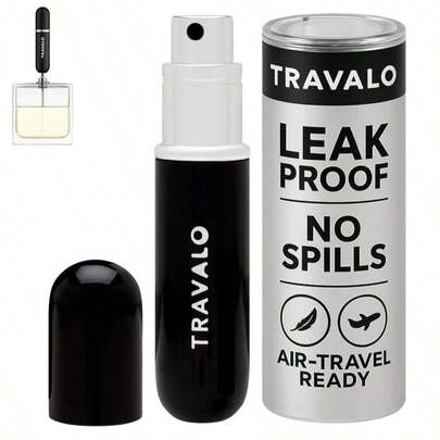 Travalo Classic HD Perfume Atomizer - Leak-Proof And TSA Approved For Air Travel - Reusable, Airtight, Easy-Fill Mini Pump Sprayer - Lightweight, Elegant Design W_Volume Window - Black 017oz