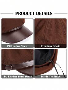 Fashion Women Men Newsboy Hat Baker Boy Peaked Beret Cap Vintage Visor Hat Cap - 咖啡棕 - 查看 5