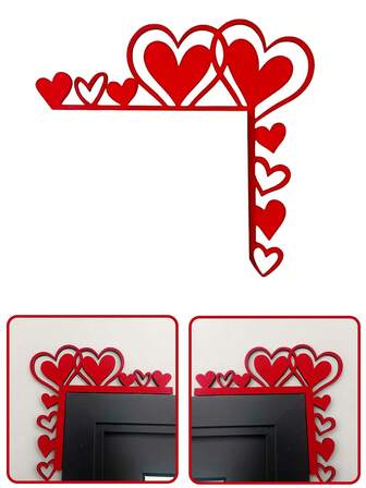 2 piezas/1 pieza Marco de puerta de madera con forma de corazón hueco para decoración de esquina, diseño de corazón creativo, adecuado para el Día de San Valentín, reuniones familiares, decoración de bodas, decoración del hogar, regalo del Día de San Valentín, decoración del Día de San Valentín, fiesta del Día de San Valentín