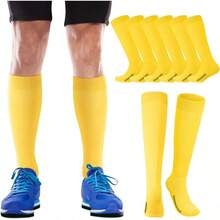 Haysandy 12 Pares de Calcetines Juveniles al por Mayor para Fútbol, Softbol, Béisbol, Calcetines para Niñas Deportivas, Niños, Jóvenes y Adultos, Deporte de Equipo - Amarillo - Ver 5