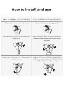 Universal Zipper Repair Kit - Easy To Install Seamless Zipper Head Replacement, Suitable For Jackets, Luggage, Backpacks, Boots - Durable Black Zipper Heads - Multicolor - View 7