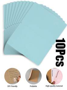 3/10/20/50张装DIY圆角折叠贺卡 - 19.7x14.8厘米/7.75x5.8英寸，空白可涂鸦。提供珠光纸、牛皮纸和纯色卡纸材质。适用于生日、婚礼、感谢活动和日常通信。