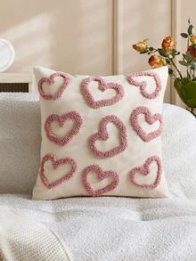 1 Stück Valentinstag Rot Herz Kissenbezüge 18x18 Inch Herzen Stickerei dekorative Zierkissen Landhausstil Valentinstag Outdoor Kissenbezüge für Sofa Couch Zuhause Valentinstag Geschenke (OHNE FÜLLUNG) - Rot - Übersicht 10