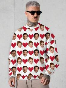 Customized Graphic Hoodie For Men, Personalized With Portrait, Family Members, Pets, Cartoon, Holiday Themes - White - View 4