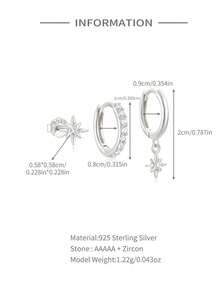 3Pcs Irregular Zirconia 925 Sterling Silver Star Earring For Women Ins Style Piercing Hoop Earring Suitable For Wedding Bridal Jewelry