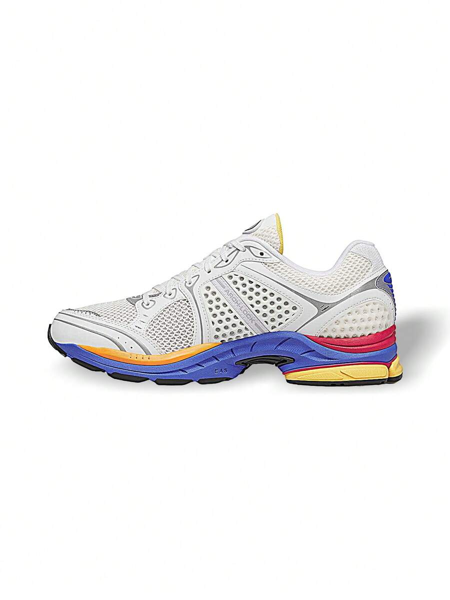 Saucony ProGrid Triumph 4 男女通用运动鞋 透气吸汗 百搭 Logo 纯色 弹性好 易洗 运动户外跑步 日常上学 白色/银色 S70905-2 - 白色/銀色 - 查看 1