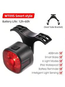WEST BIKING 公路自行车和山地自行车智能刹车传感器尾灯，夜间骑行高亮度防水警示灯
