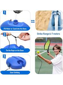 1pc Tennis Trainer - Outdoor Single Base - Durable Training Tool - High Elasticity - Wear-Resistant Tennis Rope - Adult Training Equipment