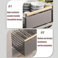 Kitchen Cabinet Pull Out Slide Drawer Organizer Tray Rack Shelves-Pantry - Grey - View 4