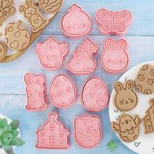 8/10 Pcs Easter Happy Cookie Cutter Set, 3D Embossed Shapes Including Easter Eggs, Chicks, Rabbits, Easter Bunny, Carrots, Butterflies, Suitable For Fondant, Cheese, Pastry Baking, Celebrate Easter - Multicolor - View 4