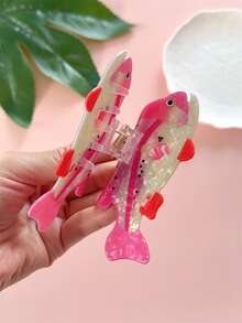 1 قطعة مشبك شعر نسائي جميل بتصميم عناصر بحرية مزيف على شكل سمكة، حامل ذيل الحصان، إكسسوار شعر، مناسب للشاطئ والخروجات اليومية وتزيين تسريحات الشعر، مشبك شعر أنيق بطراز بوهيمي عصري