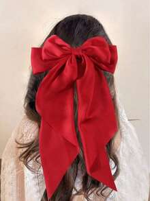 1 pezzo Fiocchi rossi per capelli da ragazza, grandi barrette per capelli con coda lunga, eleganti fermagli per capelli, accessori per capelli per feste e uso quotidiano