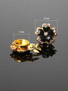 2 piezas Conjunto de botones con flor de cristal en forma de corazón, accesorios decorativos para puños de camisa, broches de solapa florales elegantes y lujosos, broches de botón sin costura, accesorios de moda para ropa, adecuados para bodas, fiestas, negocios, regalos de cumpleaños, regalos navideños DIY - A - Ver 2