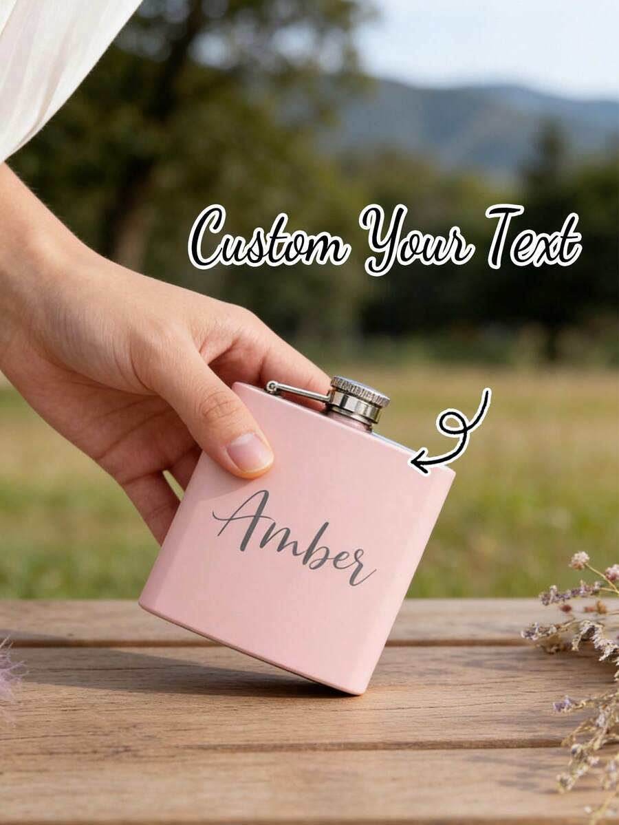 1pc Customized Stainless Steel Hip Flask,Personalized Women's Hip Flask,Laser Engraved Hip Flask,Engraved Women's Hip Flask,Bridal Party Gift,Personalized Engraved Flask,Custom Wedding Gift - Multicolor - View 1