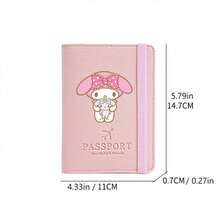 SANRIO 1 chiếc ví đựng hộ chiếu có khe đựng thẻ và dây chun, ví du lịch dễ thương với hình các nhân vật Hello Kitty/My Melody/Kuromi/Cinnamoroll/Pochacco. - Nhiều màu - Xem 9