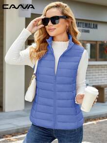 Cavva Women's Lightweight Vests Jacket Water Resistence Soft Sleeveless Warm Jacket Hiking Camping Running Outdoor - 霧霾藍 - 查看 2