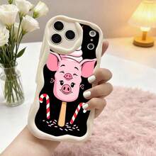 1PC Phone Case ,  Pink Pig Ice Cream Candy , Stylish Phone Case, Phone Decoration, All-around Lens Protection, Creative Small Gift, Funny Gift for Boys and Girls - Blanco - Ver 2