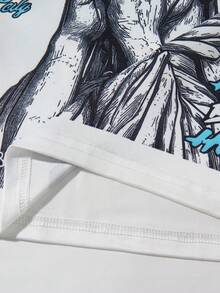 2pcs/Set Boys Streetwear Liberty Statue Print T-Shirt And Shorts Set, Spring/Summer - Blue - View 6