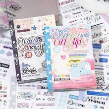20sheets/Book Sticker Book, Paper Whispers Series, Delicate Text-Themed Die-Cut PET Stickers, Scrapbook Supplies, Notebook Accessories, Decorative Items For Photo Frames, Computer And Phone Cases, Water Cups, Junk Magazines, Pencil Cases, Desktop Decorative Stickers, Back-To-School Season Stickers, School Supplies Stationery - Multicolor - View 11
