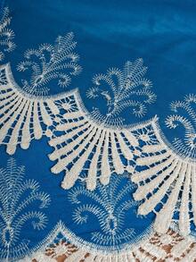 1 Peça Nova Cortina Transparente Bordada com Estilo Palaciano Europeu e Floral Perfurada, Decoração de Feriado - Azul - Visão 10