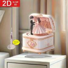 1pc Elegant Crystal Music Box With Couple Figurine - Versatile For Home & Office Decor, Suitable As Valentine's Day Gift, Battery-Free - Multicolor - View 4