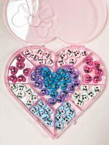 72 piezas/caja Nuevos accesorios de decoración para uñas de San Valentín estilo Kawaii Y2k con rosas rosadas, blancas, azules y púrpuras, corazones que dicen "Te amo" y "Me amo", ballet francés, ataúd, pequeños adornos de resina plana, partes para estuches de teléfono y manualidades Kawaii DIY - Multicolor - Ver 10