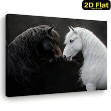 1pc Black & White Horse Framed Canvas Wall - Wooden Wrap-Around Frame, Equestrian Monochrome Suitable For Home Office Decor, Bachelor Party Gift, Horse Lover Present, 15.7x11.8 Inches, 2D - Nhiều màu - Xem 1