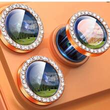 Kameraobjektiv Schutzset für iPhone 17 Pro/17 Pro Max, glänzender einzelner Diamant Metallring, 9H Härte, kratzfester Kamera Bildschirmschutz, modisches Accessoire, kompatibel mit Handyhülle (Orange) - Orange - Übersicht 10