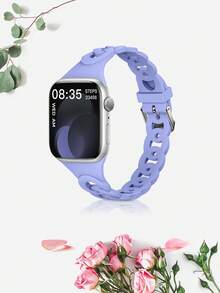 Women's Fashion Breathable Waterproof Silicone Watch Band Strap Suitable For 38mm 40mm 41mm 42mm 44mm 45mm 49mm, Perforated Chain Waist Design Applicable For Series SE 9/8/7/6/5/4/3/2/1 Smartwatch Accessories - Red - View 17