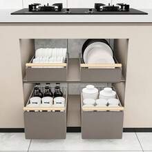 Kitchen Cabinet Pull Out Slide Drawer Organizer Tray Rack Shelves-Pantry - Grey - View 9
