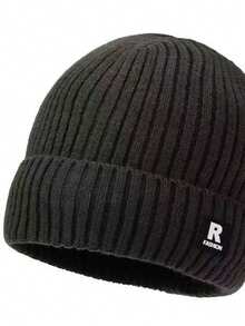 1顶男女通用雪花贴片纯色针织帽，男女皆宜，冬季保暖加厚内里，柔软舒适，简约时尚，适合寒冷天气。 - A - 查看 11