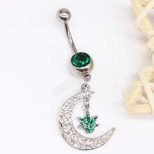 1 Piece Fashion Maple Leaf Belly Button Ring Moon Belly Button Ring Sunflower Belly Button Jewelry Belly Button Piercing Jewelry - #12 - 查看 12