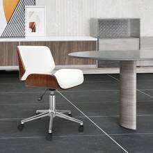 Gaming ChairsFohfurniture Silla de Tocador Silla de Escritorio con Ruedas de Madera Curvada Silla de computadora con tapicería de Piel sintética y Altura Ajustable Square Blanco - blanco - Ver 3