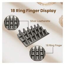 Box Silver Leatherette Jewelry 18 Rings Finger Display8.25x4.75x2.5 Inches With Square Base - Ring Holder Organizerfor Selling Or Personal Use - Display Stands For Rings - Multicolor 783 - View 2