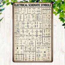 1 Piece Vintage Electrical Engineering Diagram - Heavy Metal Poster With Circuit Symbols (Resistor, Capacitor, Inductor) - Educational Circuit Diagram For Electricians, Students, Teachers - No Batteries/Electricity Required - Suitable For Electrical Engineering Courses, Home, Office, Classroom Decoration - Vintage Style, Clear Visual Layout, Metal Wall Art Decoration, Classroom Decoration, Durable Wall Art, 2D Flat - 混合 - 查看 8